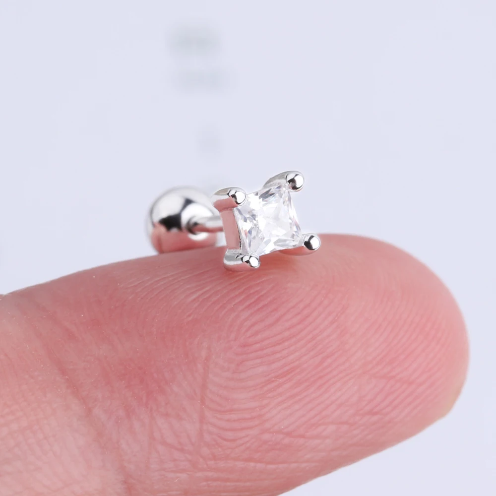 

Trendy Hot Sale 925 Sterling Silver Jewelry White Cz Square Shaped Earrings