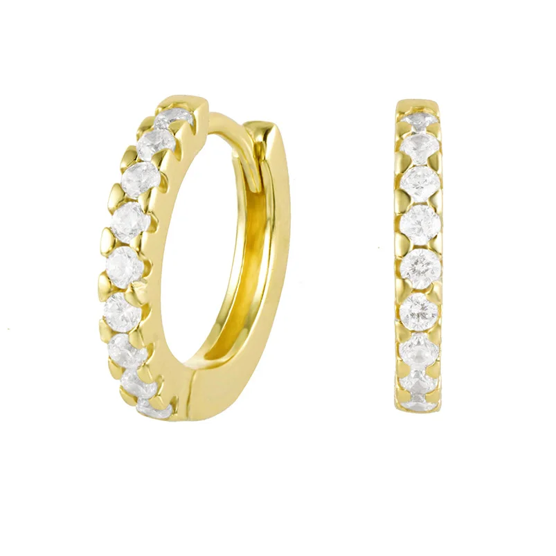 

Gemnel minimalist 925 sterling silver hoop 18k gold diamond huggie earring set women