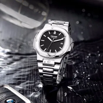 
Business male watch big face luminous fluorescent hands and indicators fashion men wristwatch 