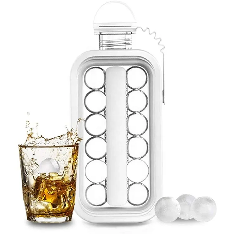 

2 in 1 Portable ice ball maker kettle with 17 grids flat body lid cooling, Pink/white/grey