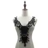 PU leather neckline Collar floral embroidery luxury lace applique patches garment accessories black bridal wedding dress