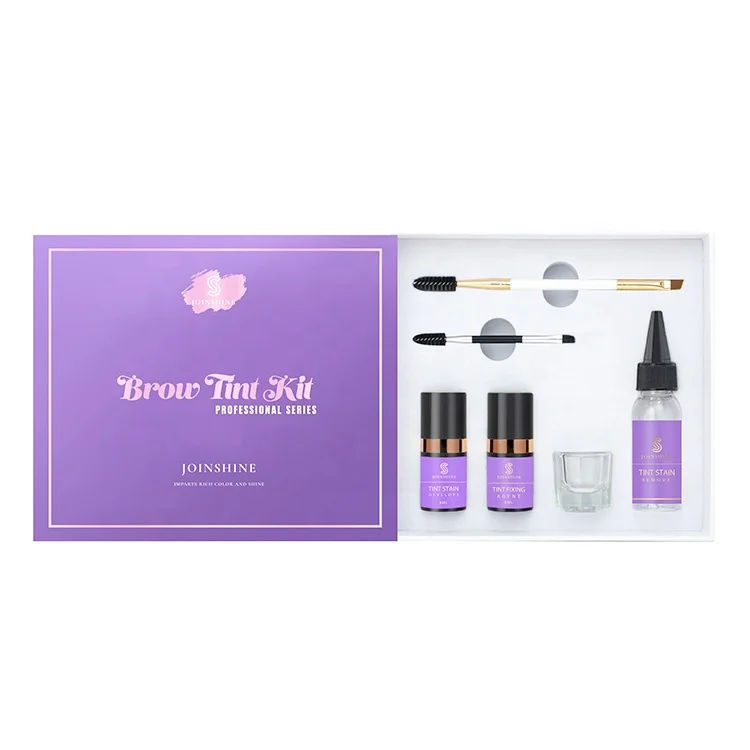 

Natural Organic Brow Henna Eyebrow Tint Dye Kit Private Label Professional Stain Color Coating Tint Eyelash Set