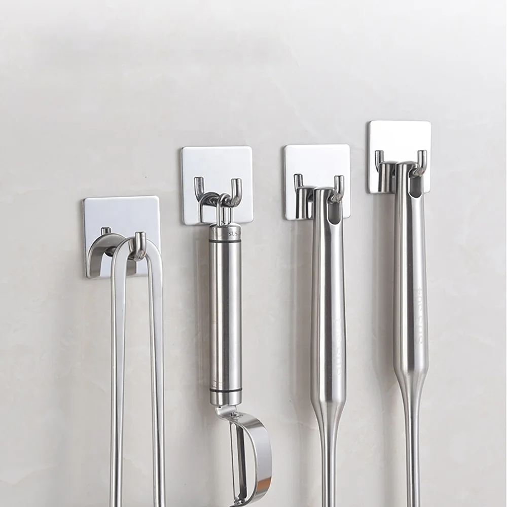 

3M Self Adhesive Hooks 4 Pack Strong Sticky Wall Coat Towel Hooks For Kitchen Bathroom