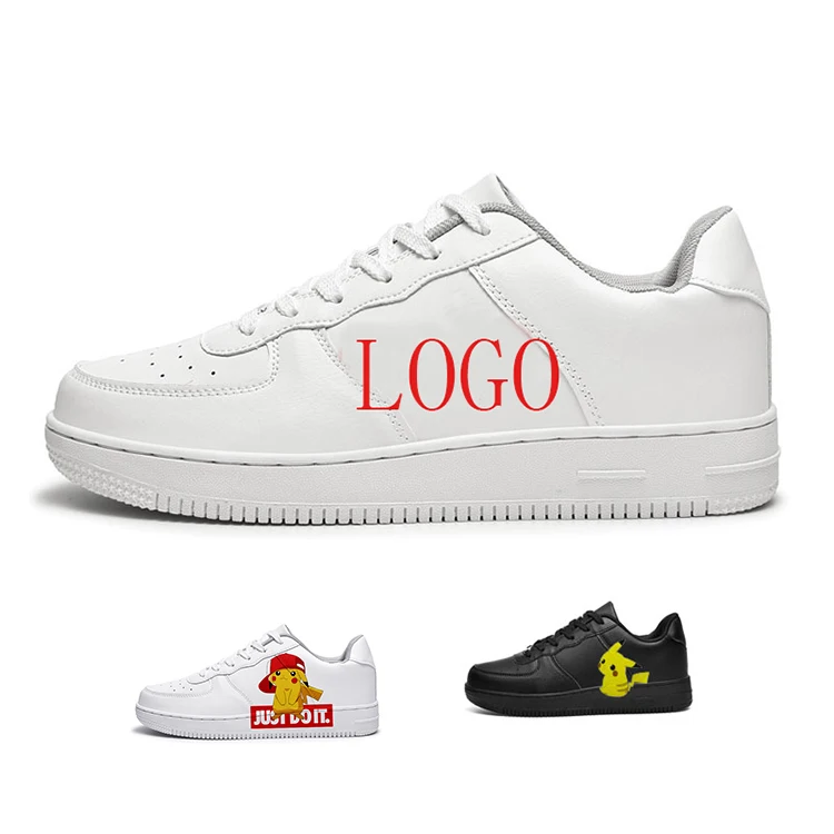 

2021 Flat Leather Custom Logo Brand White Black Sports Fashion Casual Sneakers Men's Basketball Shoes