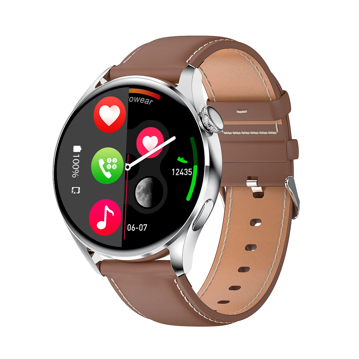 

2022 Newest Wear3pro+ Smart Watch IP68 Waterproof Wireless Charger Low Consumption Dual Mode BT NFC Function Watches, Black, silver