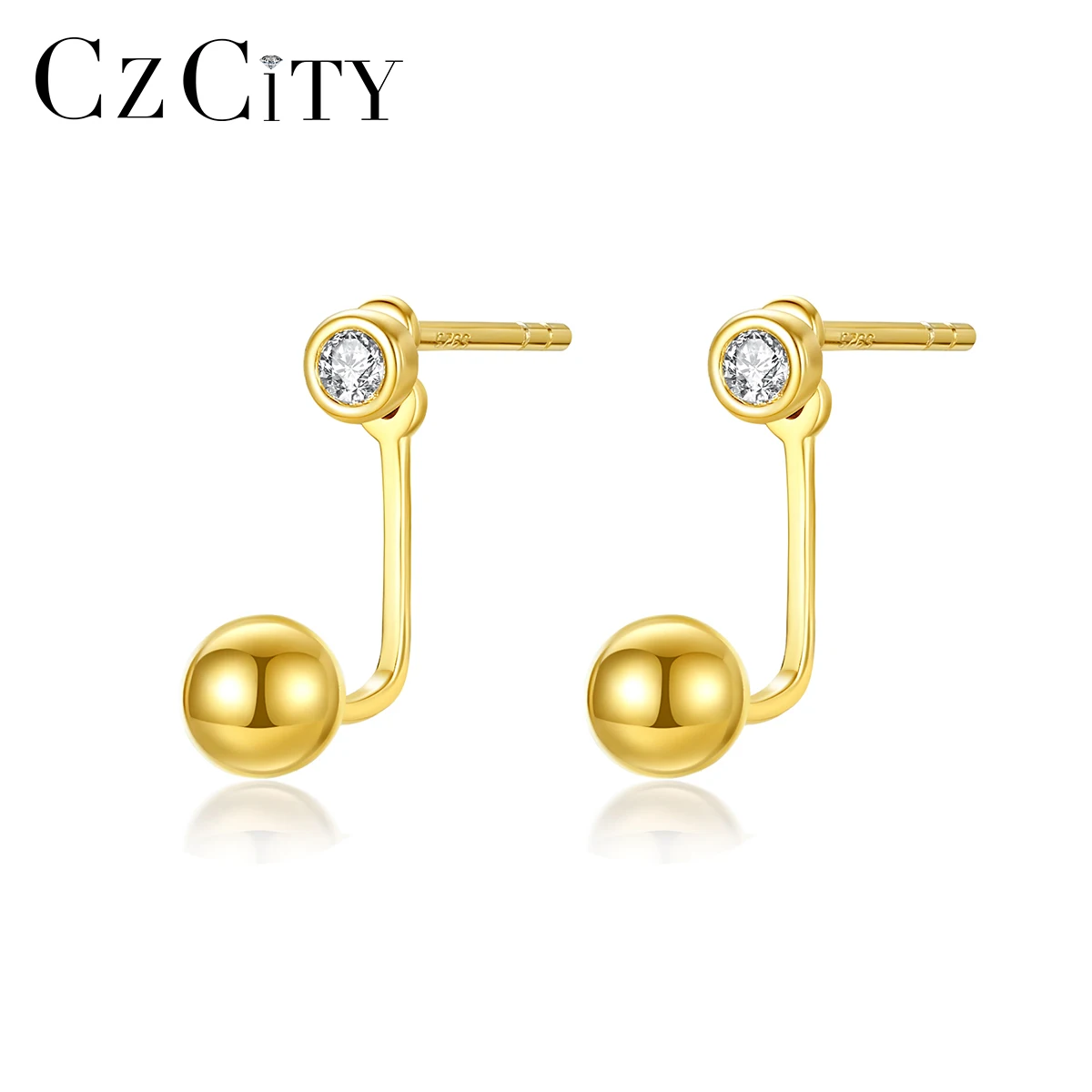 

CZCITY Earing Woman Sterling Silver Seed Bead Stud Pin Summer Modern Beaded 2021 Ball Huggie Earring