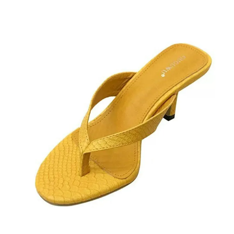 

Sandalias Para Dama 2021 New Arrival Low Thong Sandals Shoes Women Heels for Ladies, Black,white, yellow