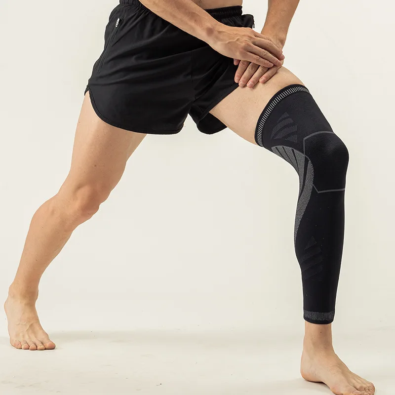 

Weightlifting Nylon Stretch Leg Knee Long Compression knee Sleeve Shin Guard knee pads, Black