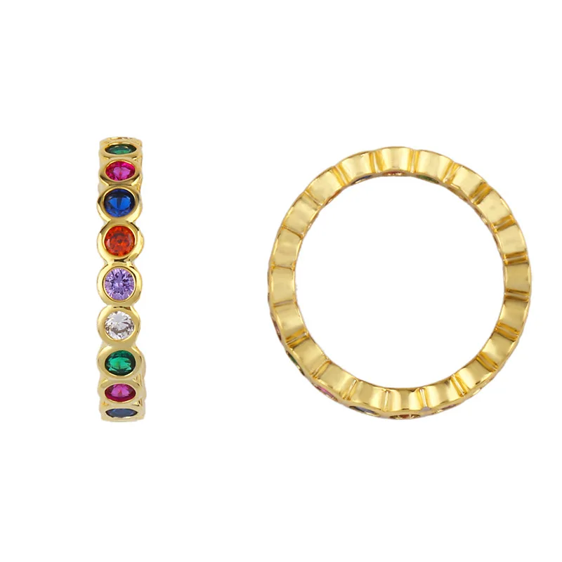

Women Colorful Gem Copper Rings Popular Zircon Gold Plated Finger Ring Jewelry Gift