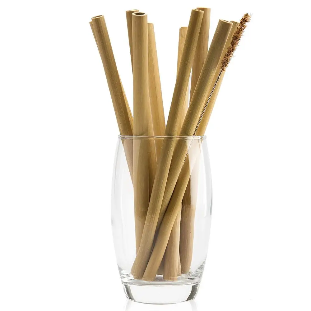 

Eco Friendly Factory Directly Sales Customized Logo Bamboo Straw With Brush 100 % Natural Bamboo Straw