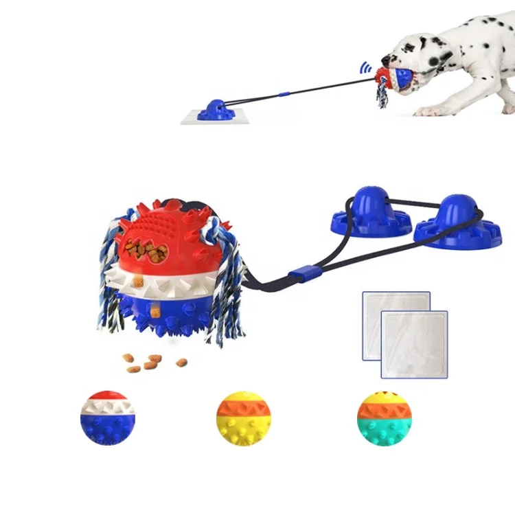 

Best Durable Chewers Rubber Ball On Pull Stretchy Cup Suction Rope Dog Toy For Aggressive, Pink,green,blue
