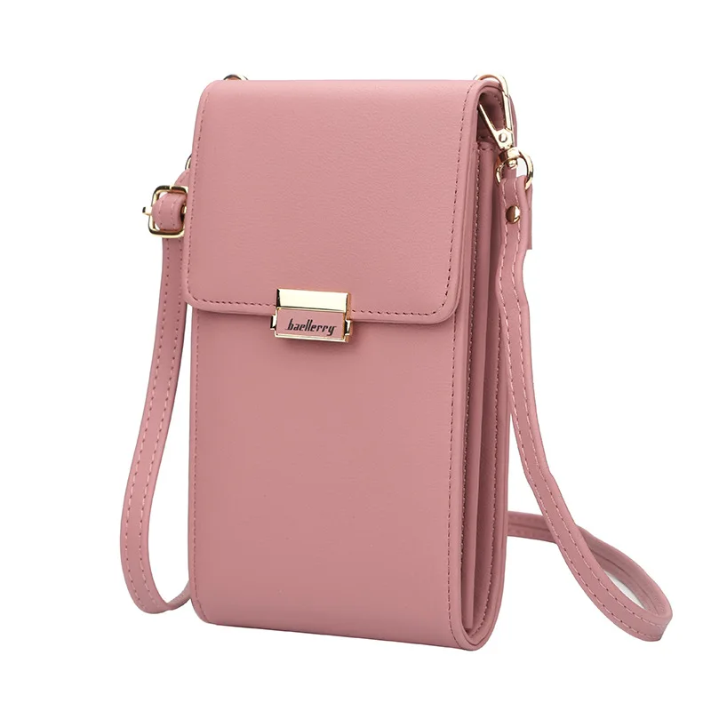 

Hot Selling Lady PU Crossbody bags Cell Phone Wallet Fashion Women Purse Mobile Phone Bags, Pink black red blue