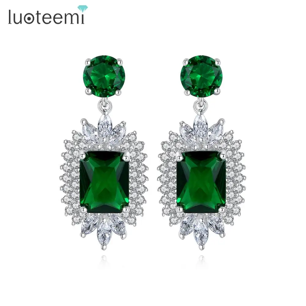 

LUOTEEMI Classic Design Luxury Cubic Zirconia Wedding Earring Jewelry Women Drop Earrings