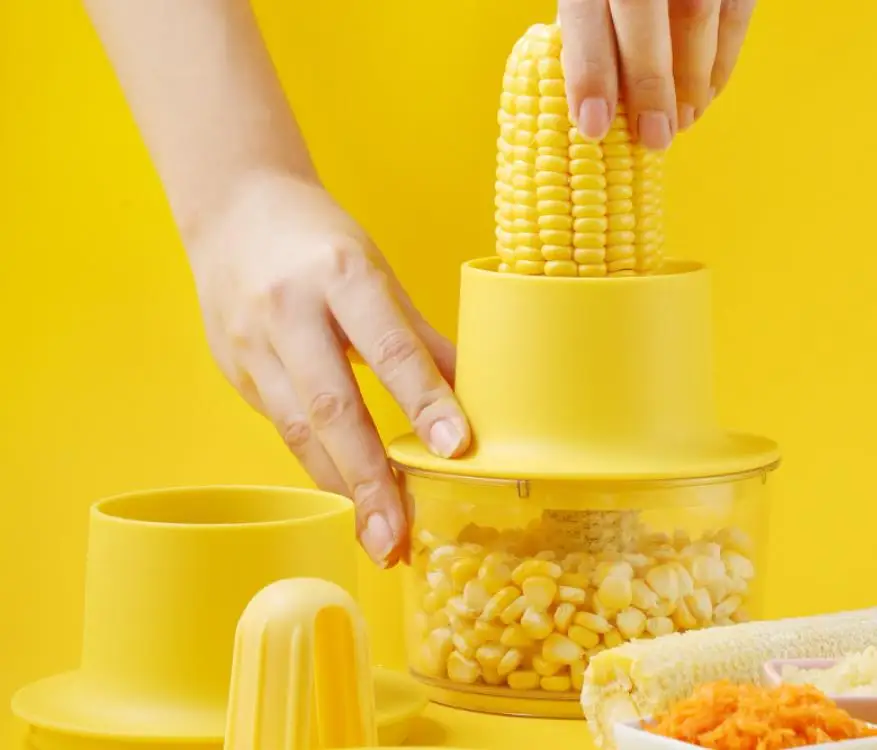 

TY2022 OEM/ODM Kitchen gadgets Multifunctional peeling corn thresher practical garlic minced grater, Yellow