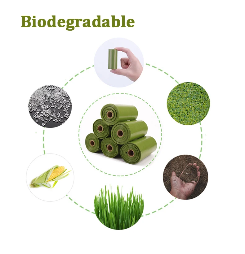 Biodegradable Compostable Disposable Custom Printed Eco Friendly Black Trash Garbage Pet Dog Waste Poop Poo Bag For Dogs