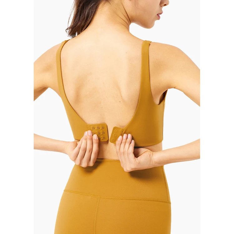 

2021 High Quality No Trace Buckle Lulu Sports Beauty Back Fitness Long Adjustable Workout Strap Yoga Bra, 4 colors