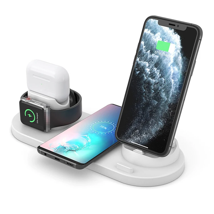 

2021 Latest Product Smart Gadgets Innovative Gifts Charger 6 In 1 Wireless Charging Stand Qi Fast Wireless Charger, Black&white