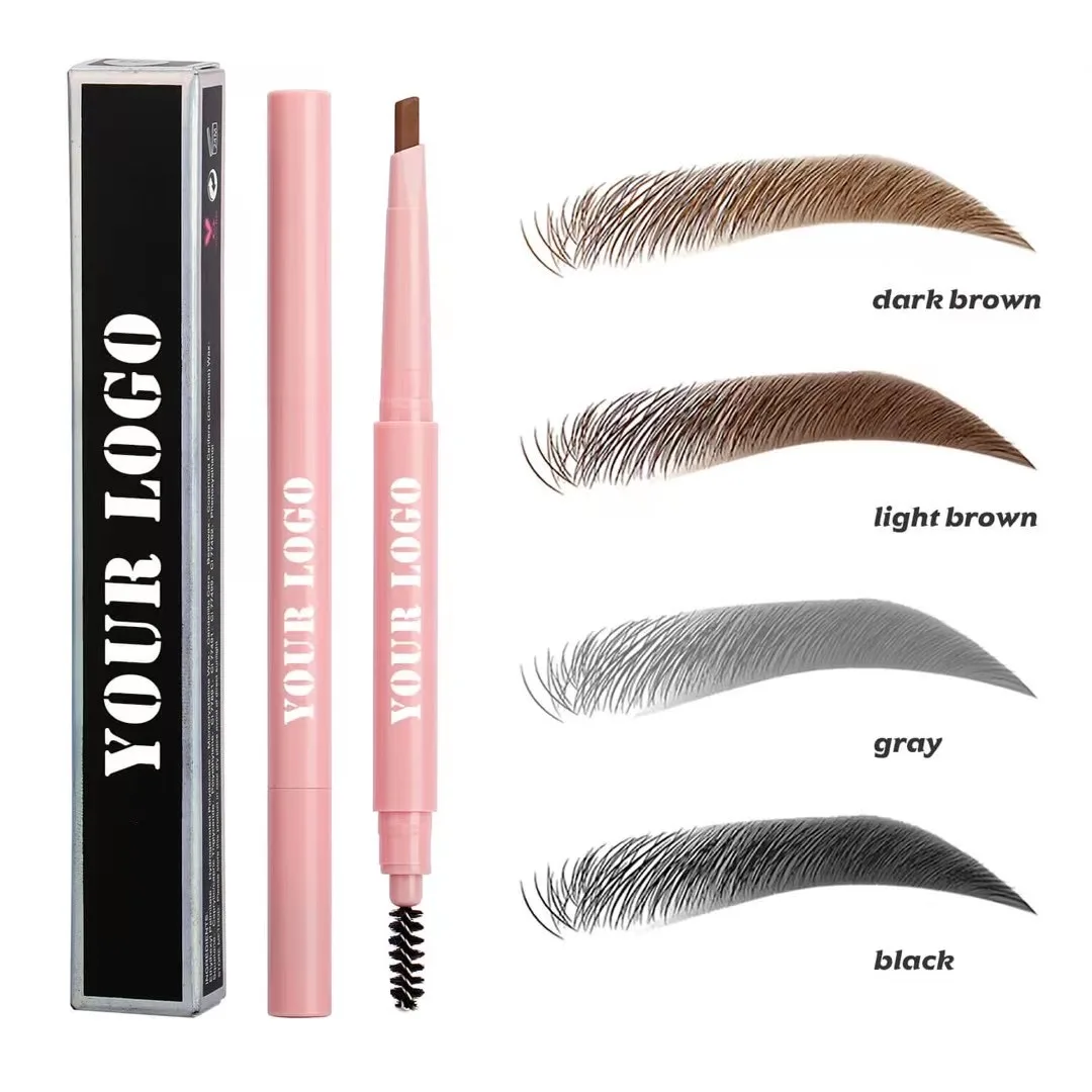 

Wholesale price Pink Tube Matte Eyebrows Pencil No Logo Vegan Brown Eyebrow Long lasting waterproof
