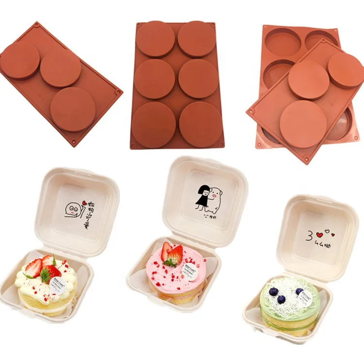 

3-Cavity 6-Cavity Silicone Cake Pie Custard Tart resin Mold Bakeware Coaster Tray Moulds Bento Box Cake Mold Souffle Silicone, Brown