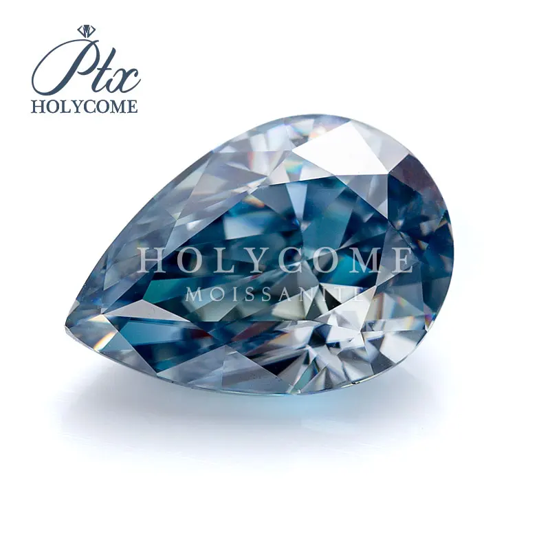 

Holycome moissanite free lettering VVS1 crushed ice pear 1ct Vivid blue moissanite