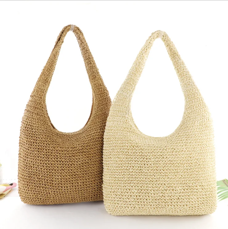 

Wholesale Natural Extra Large Tote Straw Bag HandWoven Summer Beach Bali Paper Straw Bag, 9color