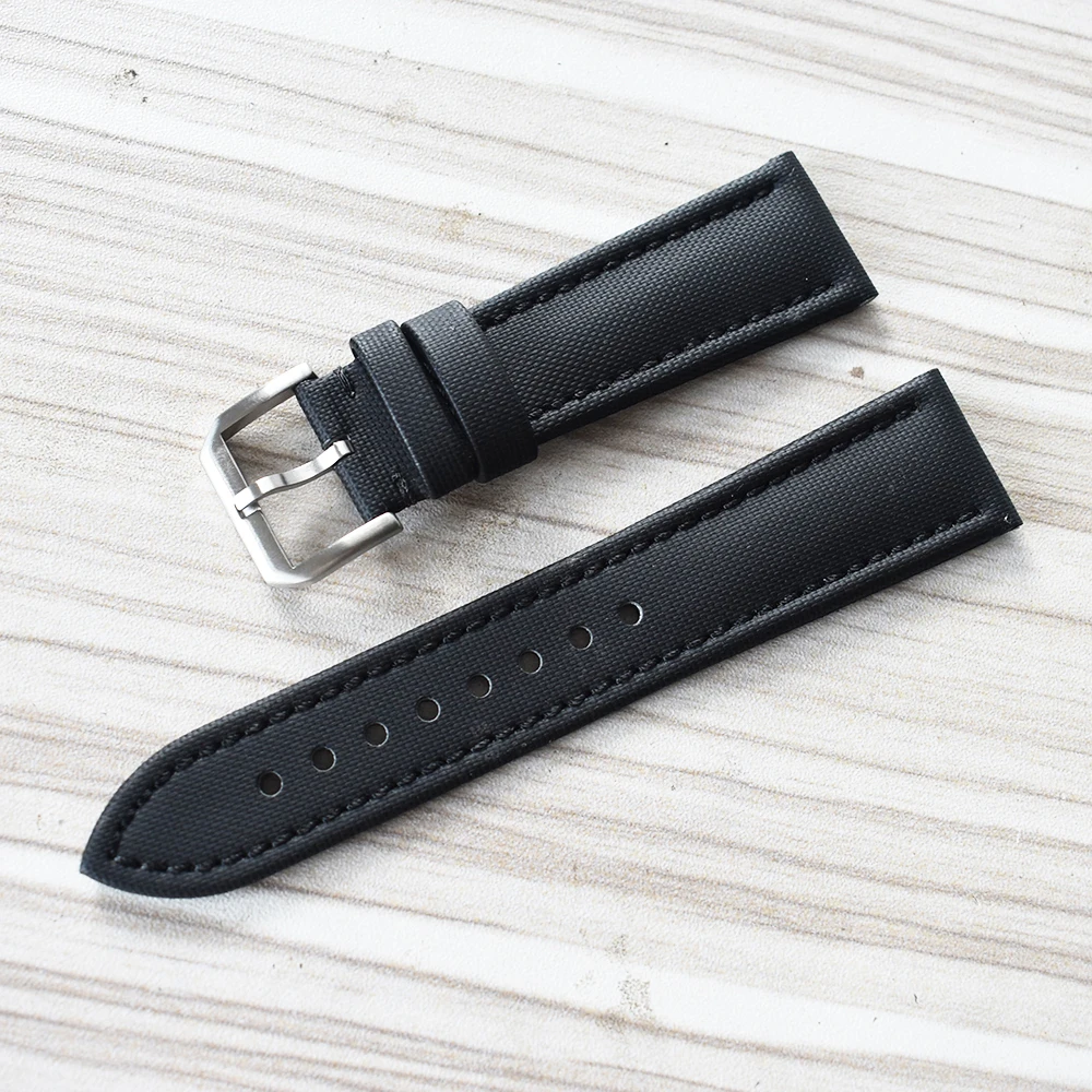 

Customized logo 18mm 20mm 22mm BLACK Sport Waterproof Sailcloth watch band with quick release pin