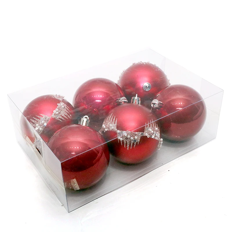 

NEW Christmas decorations SY CRAFT new style 8cm printed Christmas tree ornaments plastic ball
