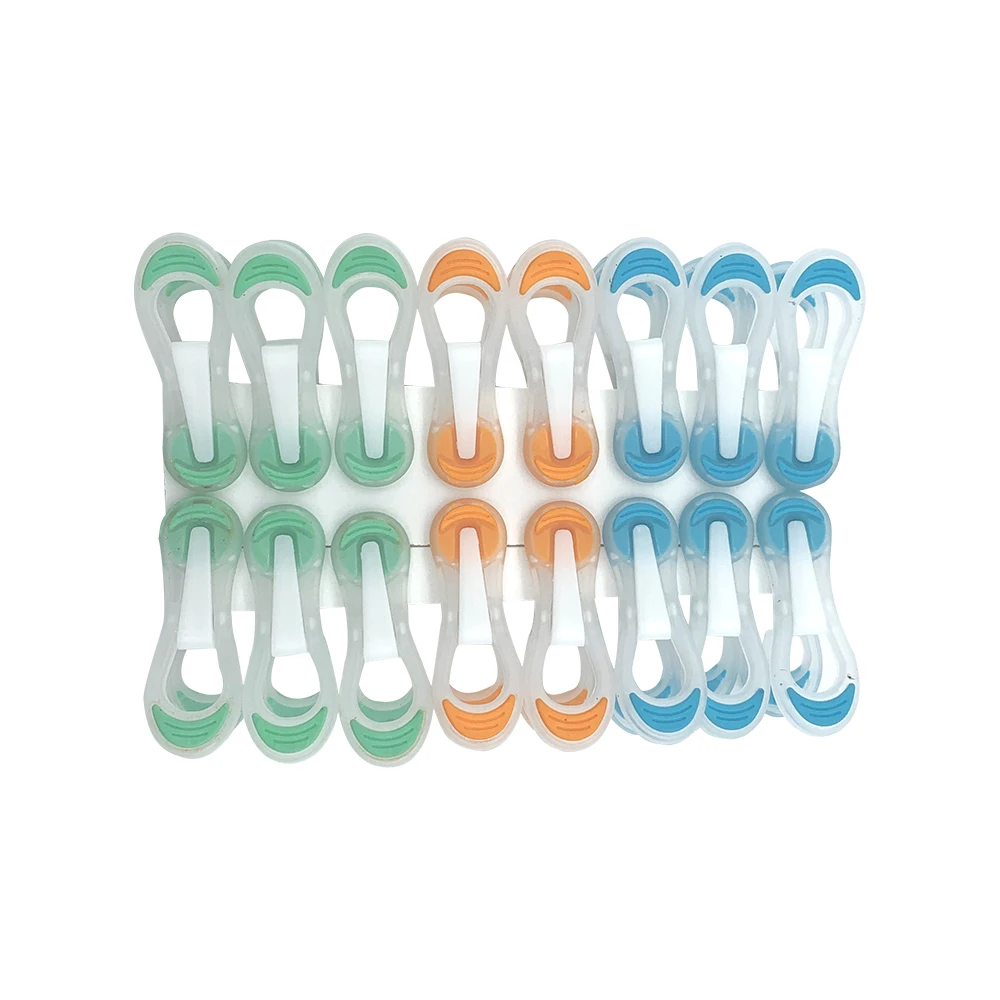 
18pcs/bag Plastic Clothes Clip 7.0cm Colored Clothespins Heavy Duty Clothes Pegs with Plastic Spring Not Rusty & Powerful 