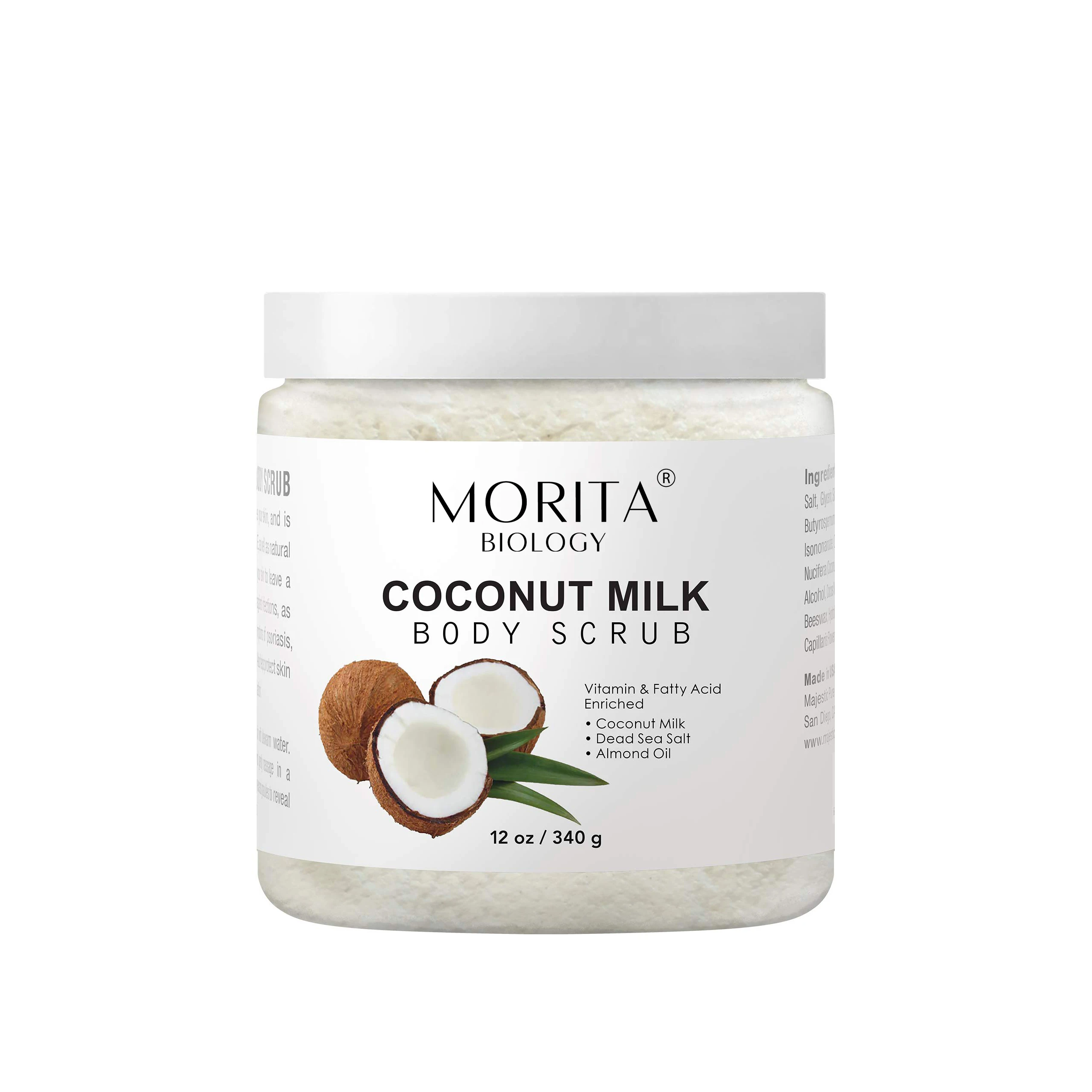 

Wholesale Enriched Vitamin Fatty Acid Almond Oil Dead Sea Salt Coconut Milk Body Scrub Columbian Facial Scrub with Collagen