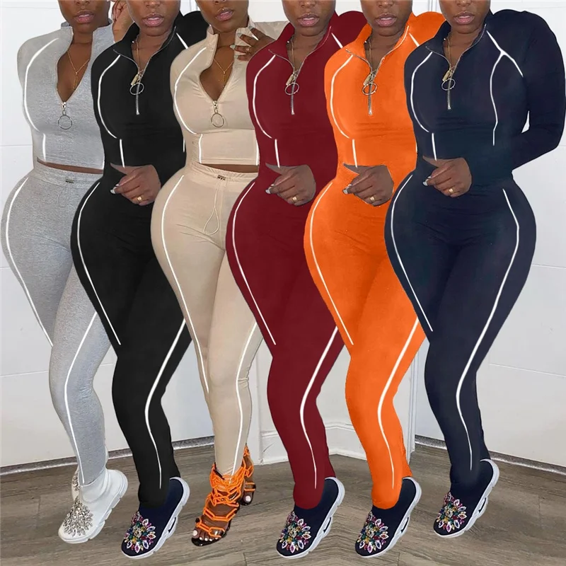

ASSUN custom custom logo reflective plus size track suit for women sexy blank sweat set sweat pants training suit