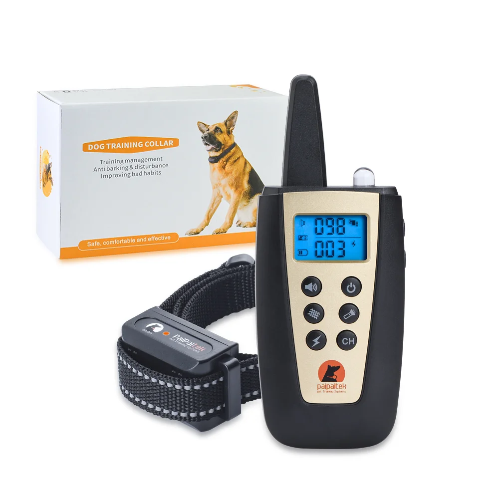 

Custom Nylon Collar Waterproof Rechargeable No Shock Dog Remote Control Trainer Anti Barking Dog Collar 1000 Yards Range