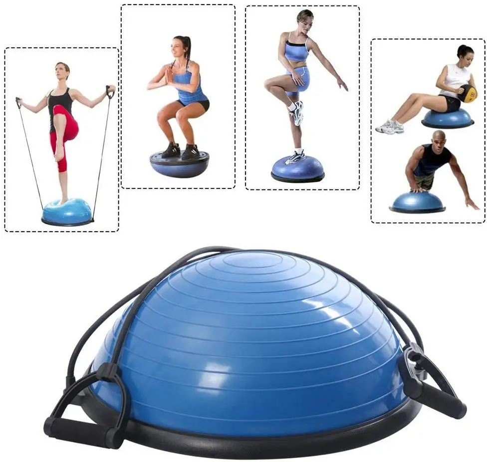 

Best Choice Products Yoga Balance Trainer Exercise Ball for Arm, Leg, Core Workout with Pump, 2 Resistance Bands