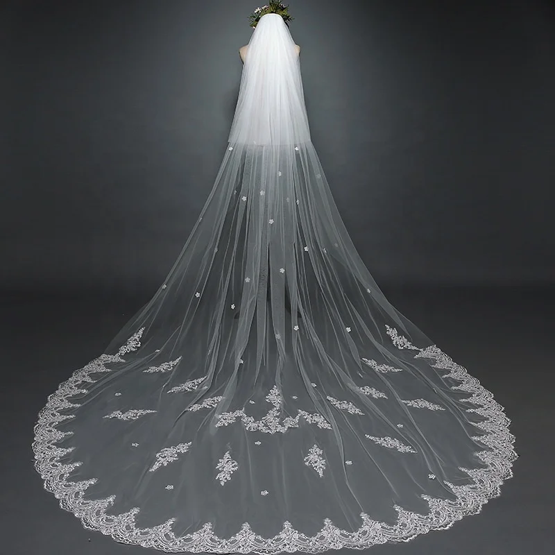 

Wholesale Hot Sell Latest Long Tulle Wedding Bridal Veil Lace Wedding Veil