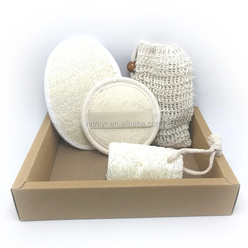 

100% Natural whole exfoliating facial soap loofah mesh bath sponge pad scrubber, Natural or white