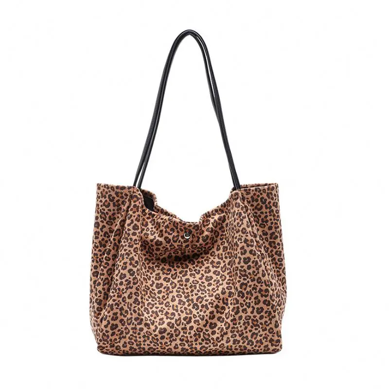 

New Retro leopard print pattern personable canvas cottoon handbag, As picture showed / customized