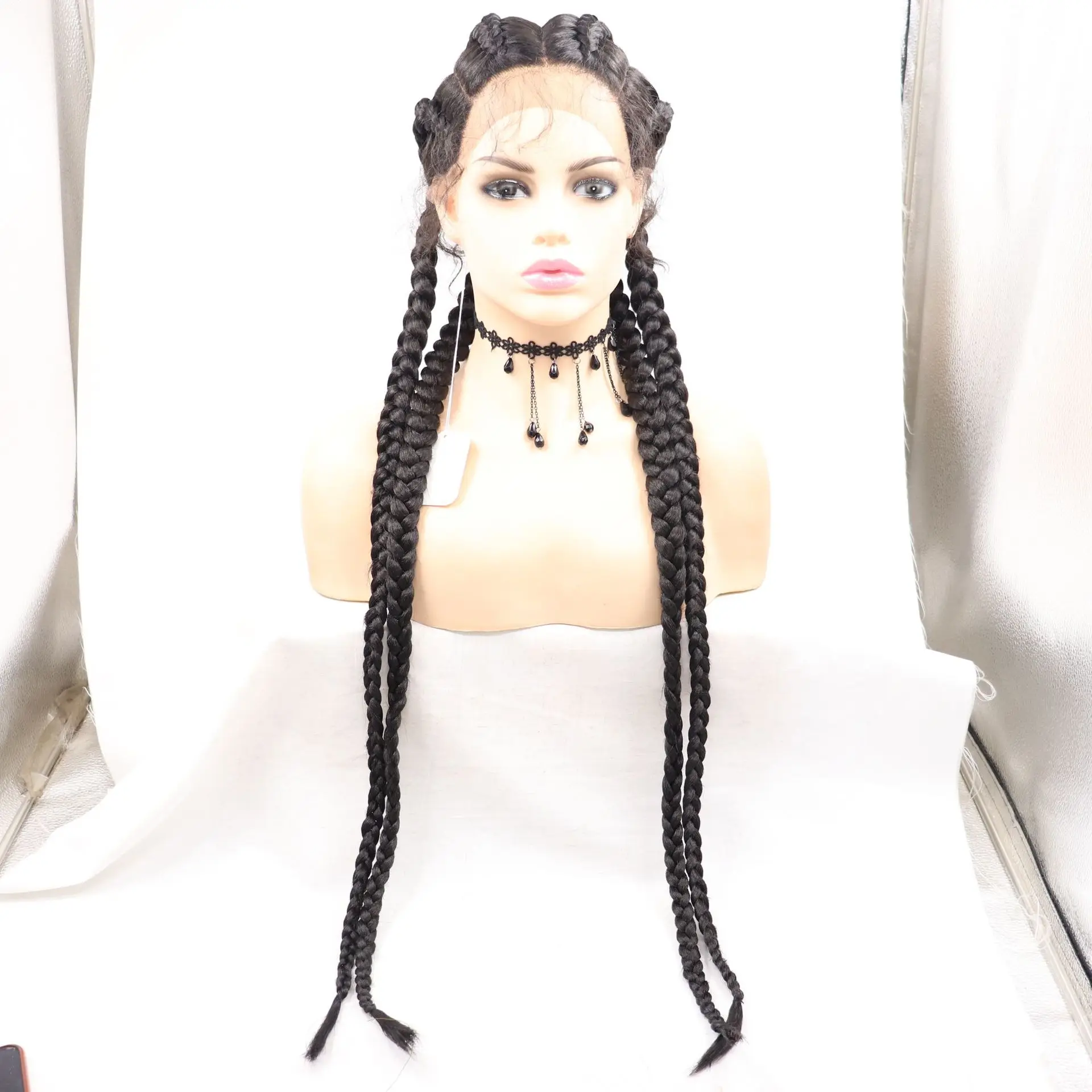 

Hot Sale Cosplay Braided Wigs 13X6 Lace For Women Long Braided Box Braids Wigs for Beauty Synthetic Lace Front Wigs