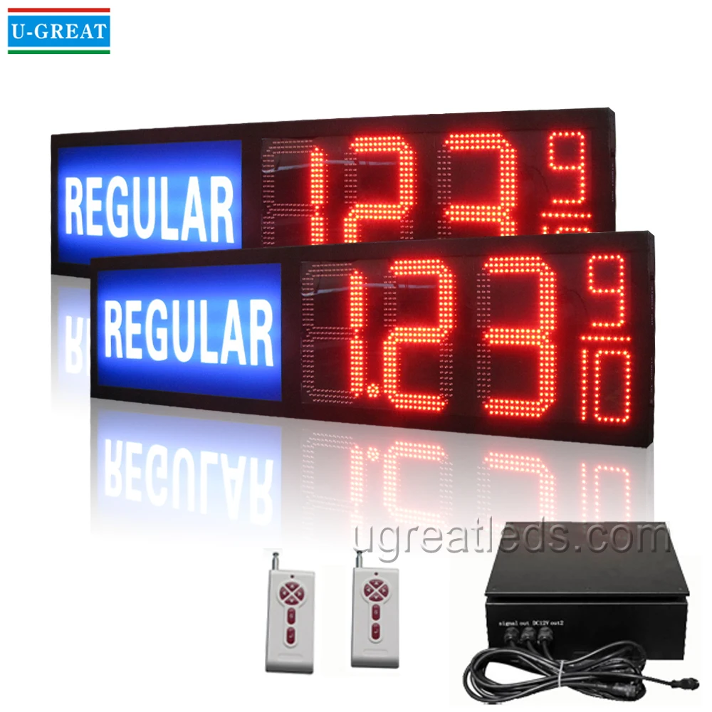 Alibaba RF Remote Control Waterproof 12inch Regular LED Petrol Station Digital Price Display for USA Market