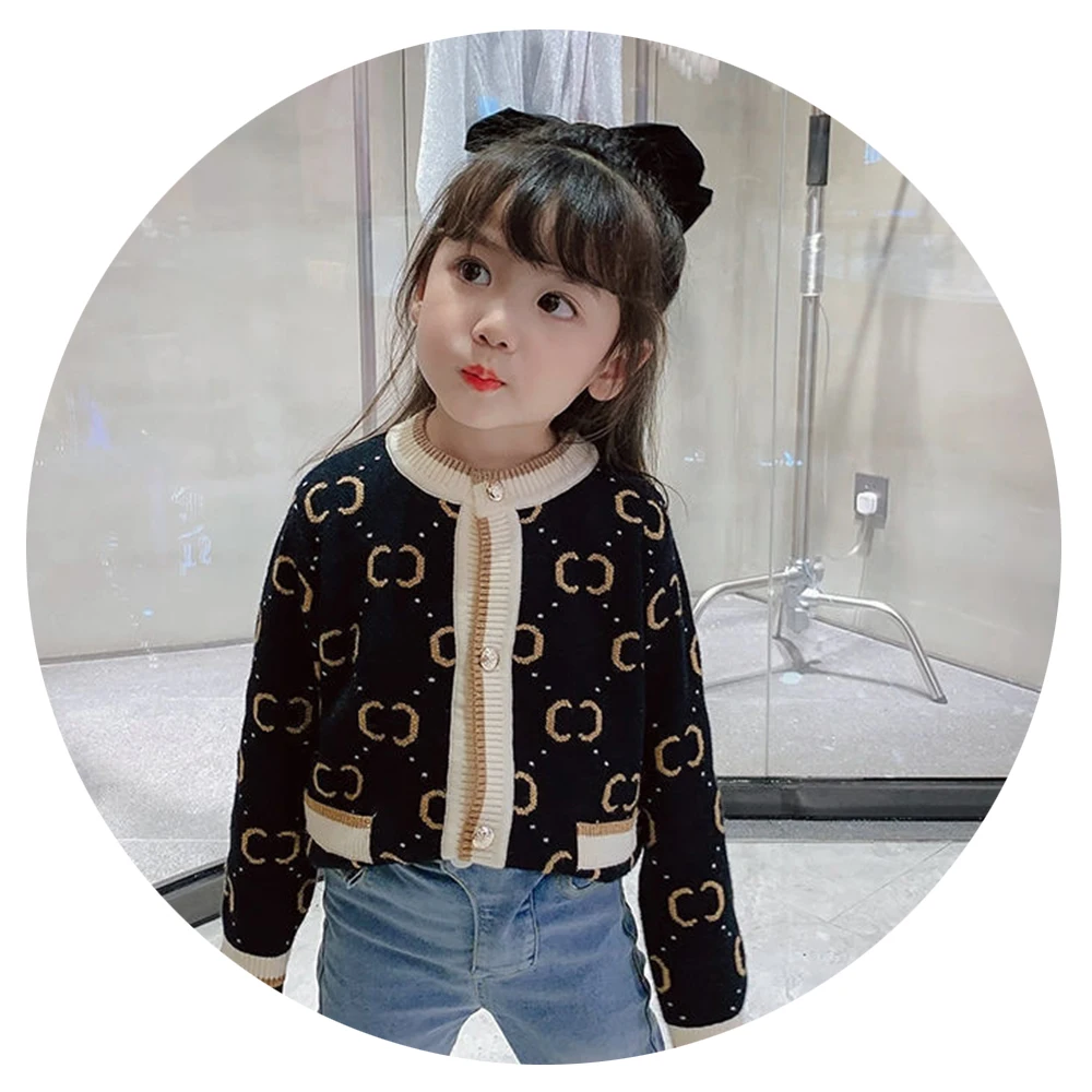 

girls sweater cardigan Korean girl baby sweaters black knitted coat for spring and fall
