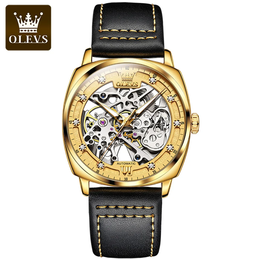 

OLEVS 6651 oem men sport watch waterproof Luxury Brand Fashion Belt Wristwatch Skeleton Automatic mechanical watch