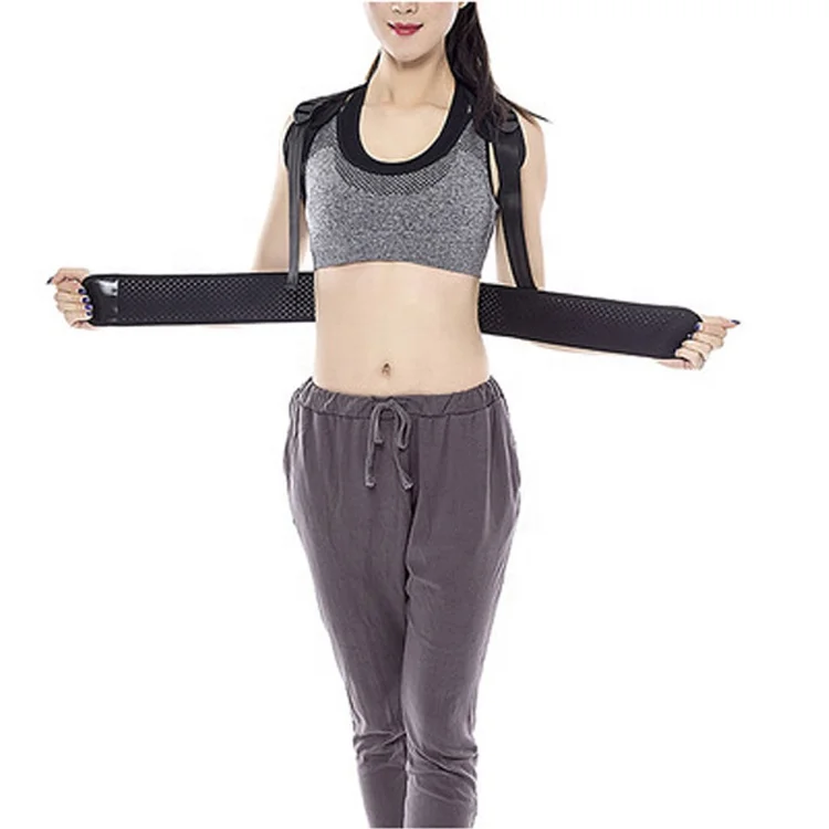 

Custom adjustable clavicle support back brace posture added waist belt back support posture correction, Black back support belt