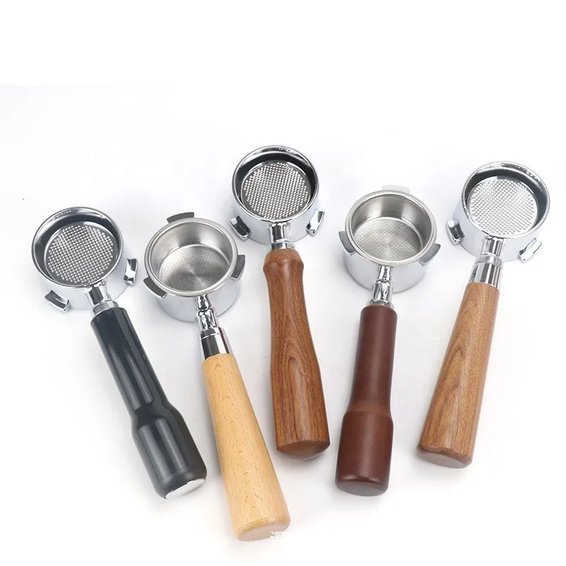 

Wholesale 51/54/58MM Espresso Coffee Bottomless Portafilter with Wooden Handle for Coffee Knock Box For Delonghi