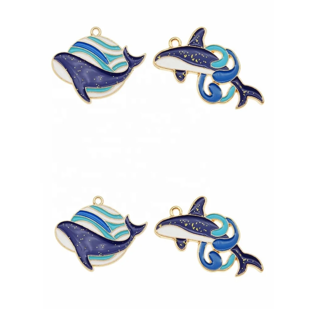

Blue Ocean Whale Animals Enamel charms Fish pendant For Dangle earrings Necklace Jewelry making Keychain DIY Crafts charms