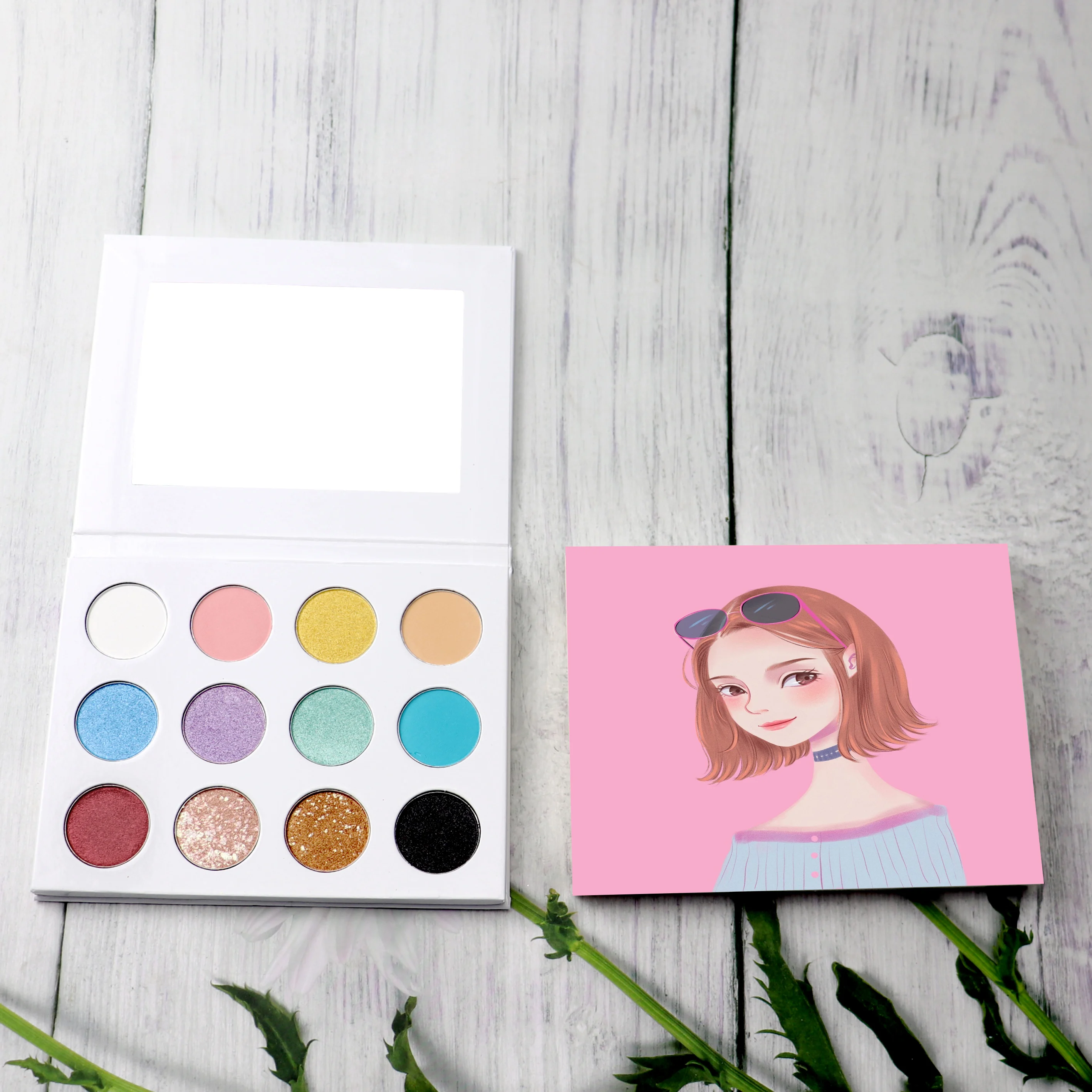 

Custom 12 Color Cardboard Packaging Cosmetic Eyeshadow Palette DIY, 12 colors