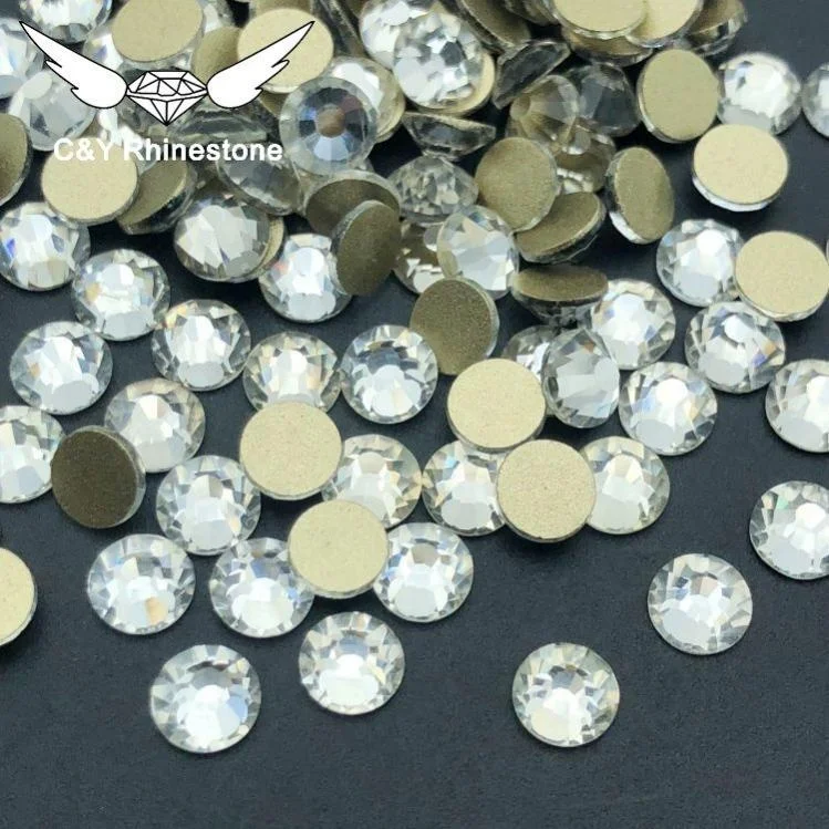 

CY High Quality Nail Art Golden Bottom Glass Stone Flatback Round Rhinestone