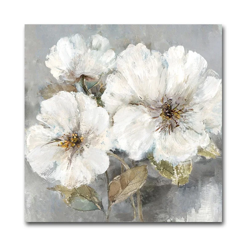 

Wholesale Wall Decoration Modern Canvas Art White Flower Painting