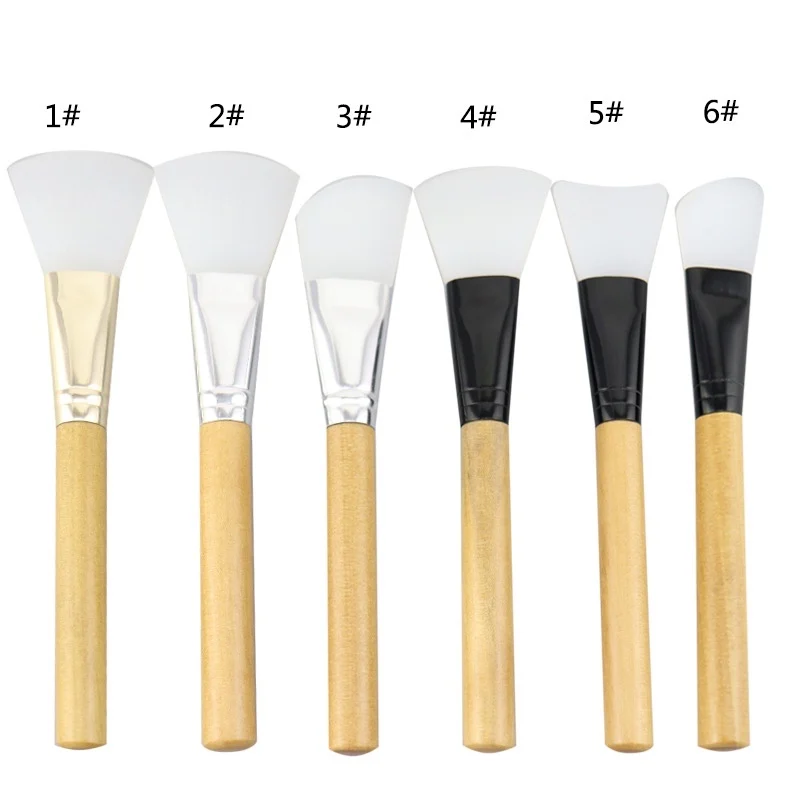 

Silicone Face Mask Brushes Flexible Facial Mud Mask Applicator Brush Hairless Wood Applicator Tools Soft Face Mask