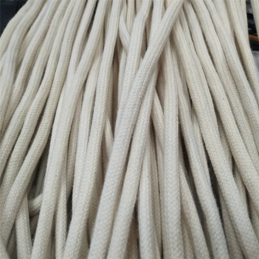 

100% cotton 5mm Braided Cotton Cords Custom Color Cotton Rope Soft Piping Cord For Garment and Shoes, Natural white