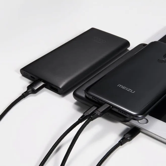 
Nylon Braided Multiple heads Mobile Phone Charger 3 in 1 USB Cable with 3 heads 