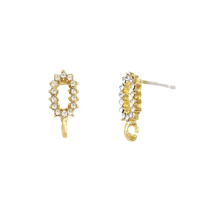 

Fashion Alloy Stud Earrings Components with Rhinestone Pin Earring Stud with Loop for Jewelry DIY Earrings Materials, Gold