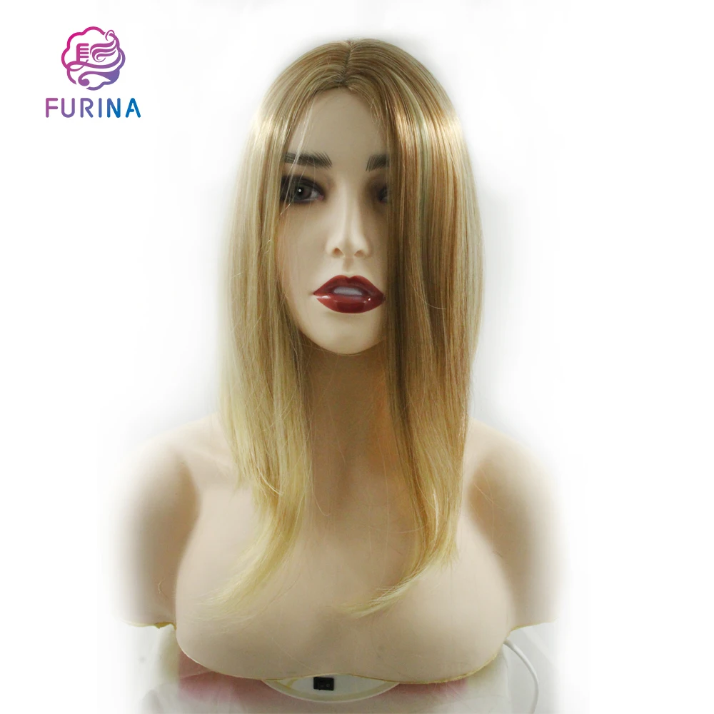 

Synthetic machine made wigs Blonde 16inch short bob straight high temepeature synthetic wigs for women